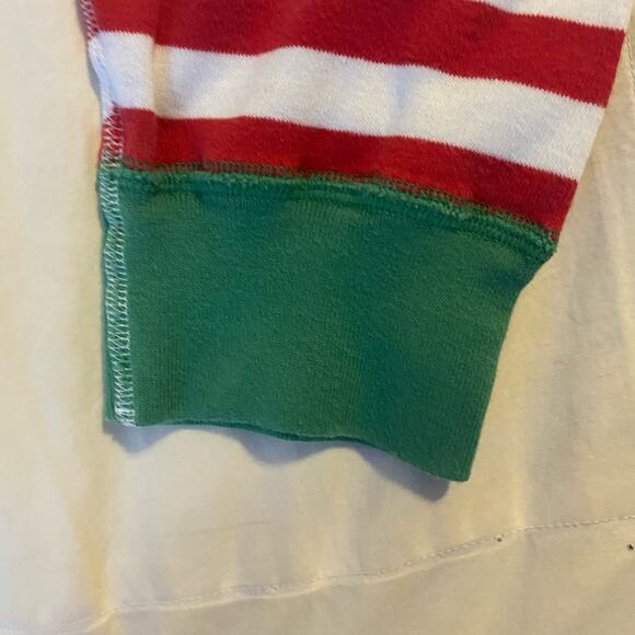 Hanna Andersson Pajama Top Small Red White Striped Green Trim Organic Cotton - Picture 2 of 12